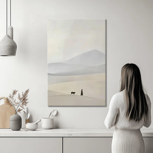 Jesus leaving the 99 framed canvas, Christian art print, large religious wall decor.