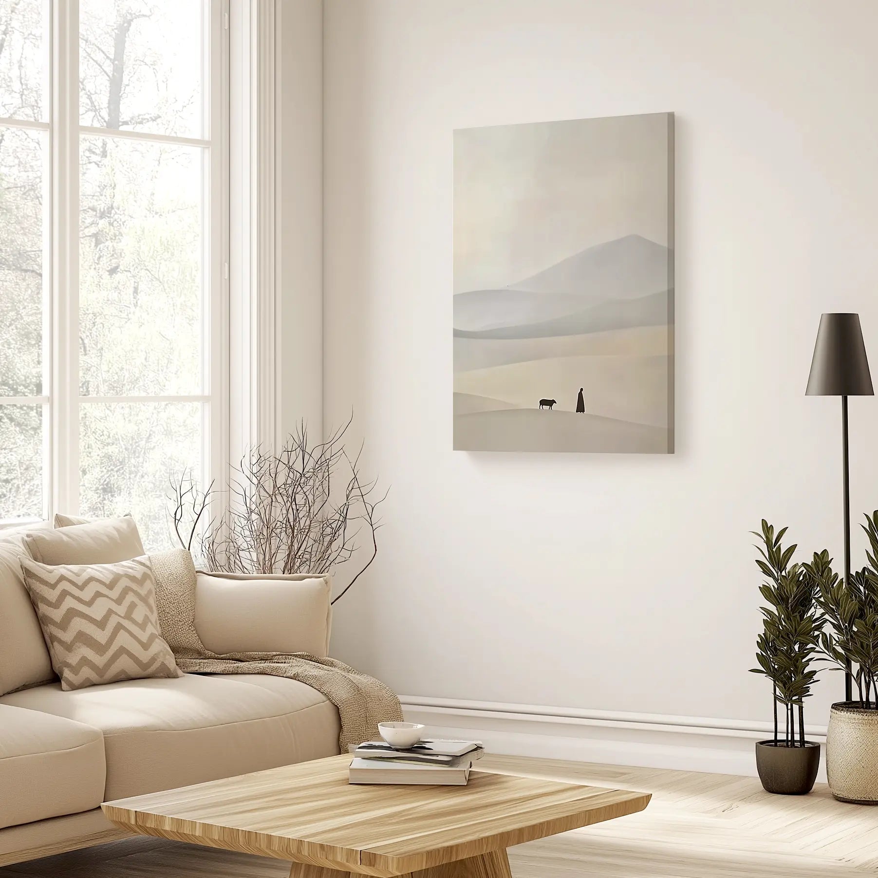 Modern Christian art prints, Jesus and sheep painting, inspirational Christian artwork.