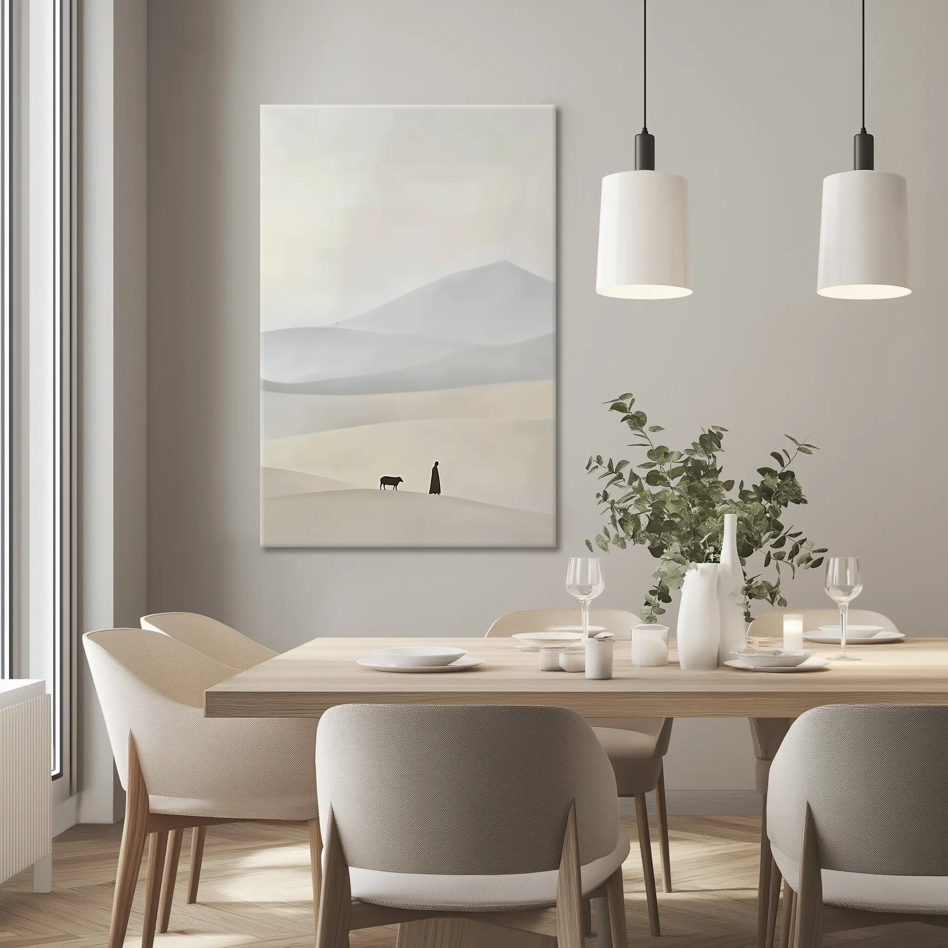 Jesus shepherd artwork, framed Christian home decor, faith-inspired art print.