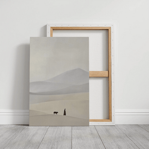 Jesus leaves the 99 canvas painting, contemporary Christian wall art, framed religious piece.
