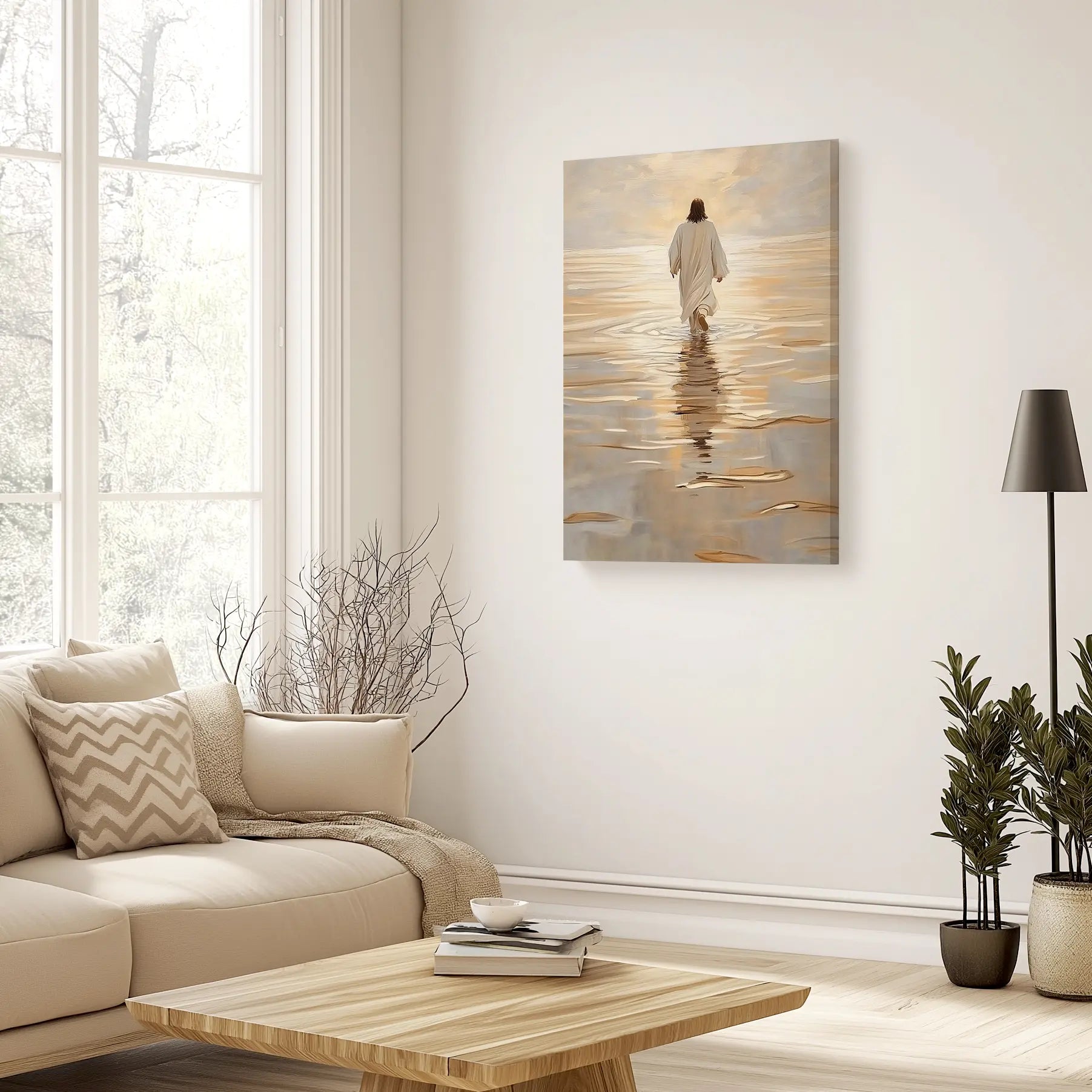 canvas print of jesus walking on water, religious artwork prints, contemporary christian art