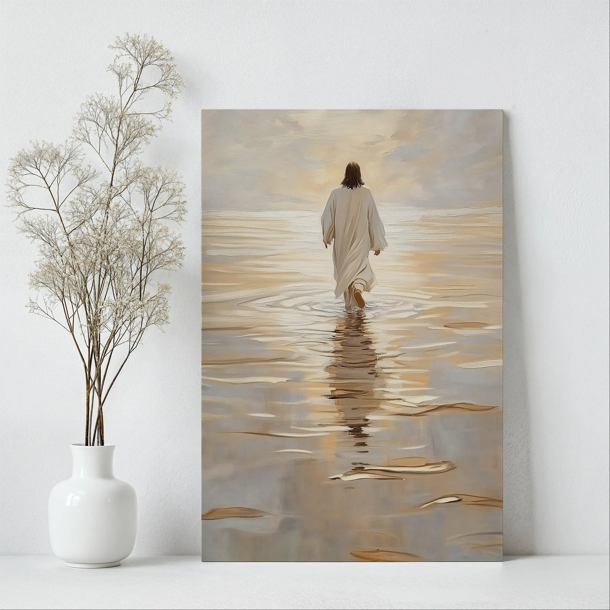 Aesthetic Christian Wall Art - Stretched Jesus Walking On Water Print aesthetic-christian-wall-art-stretched-jesus-walking-on-water-print