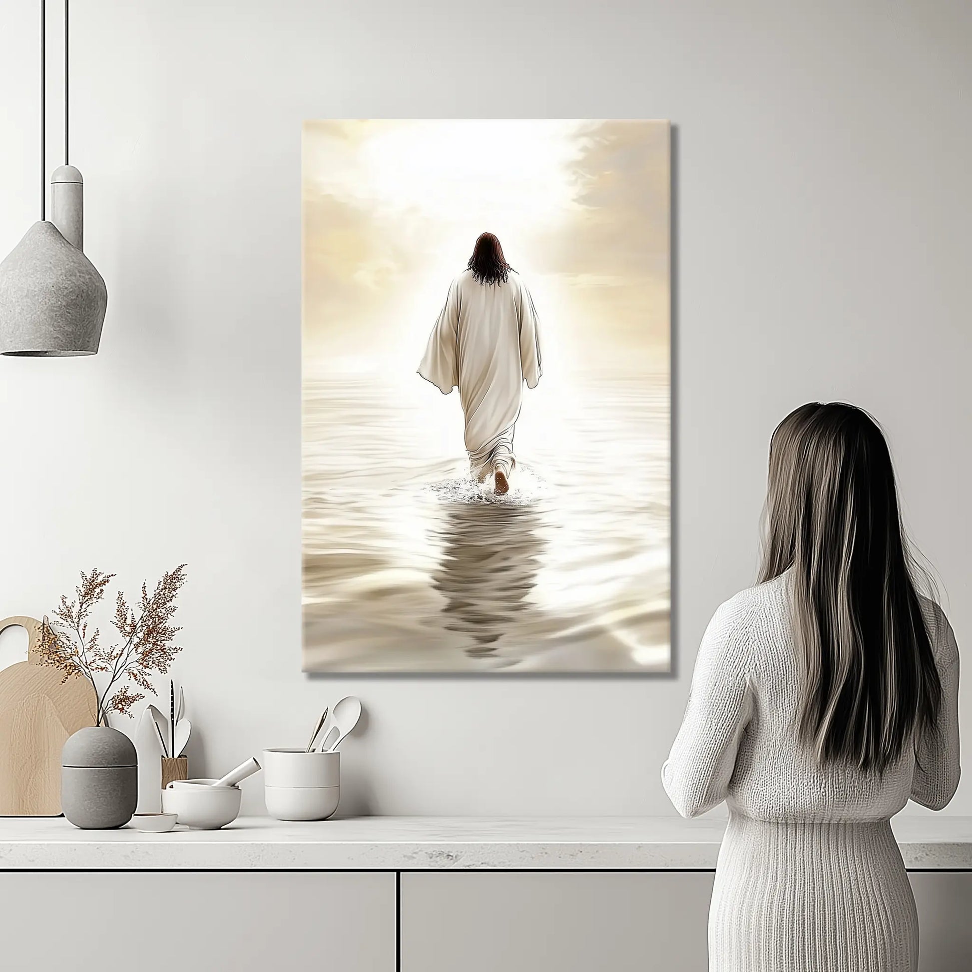 jesus walking on water picture, framed christian wall art, christian framed artwork