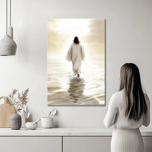 jesus walking on water picture, framed christian wall art, christian framed artwork