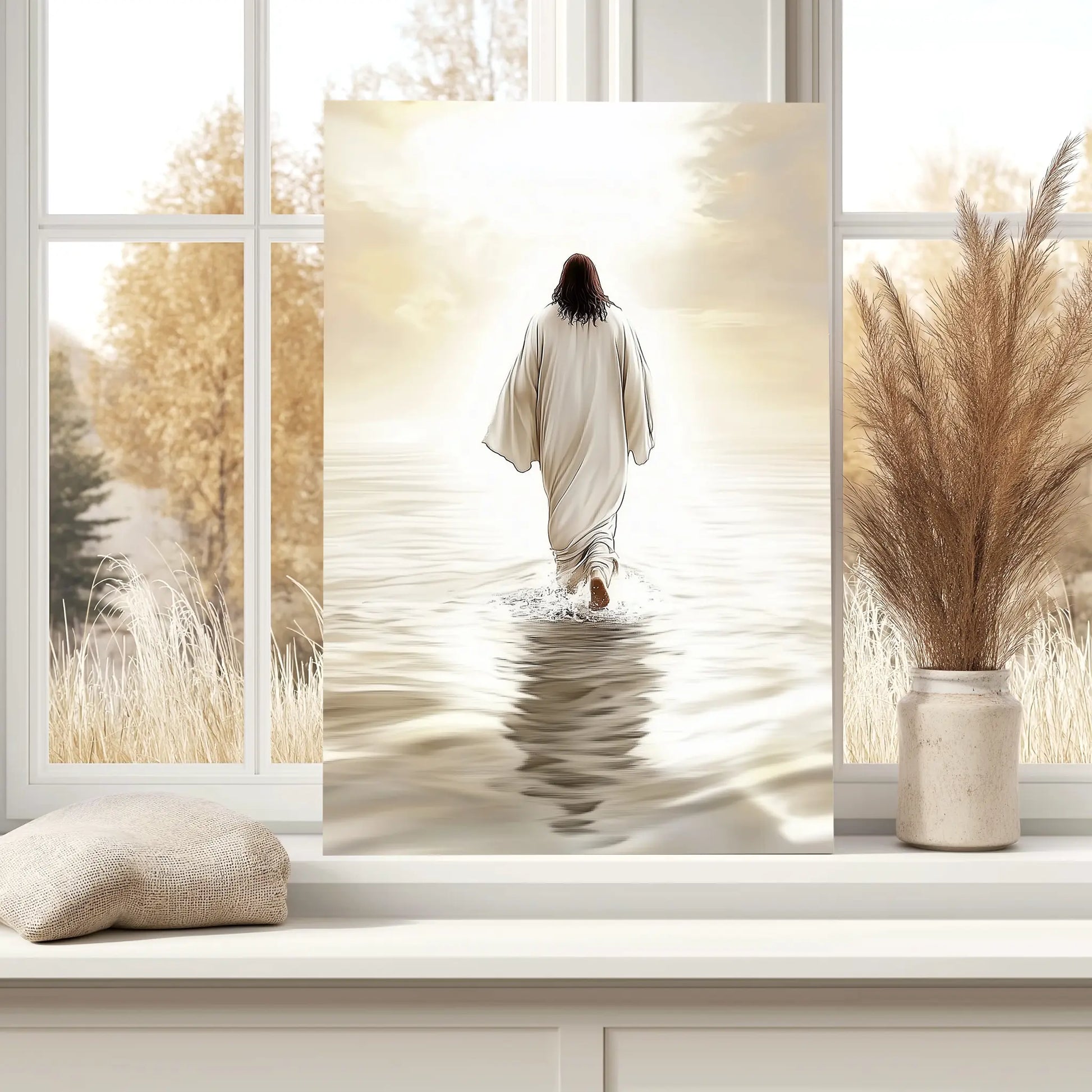 christ walking on water picture, framed christian artwork, religious wall hangings