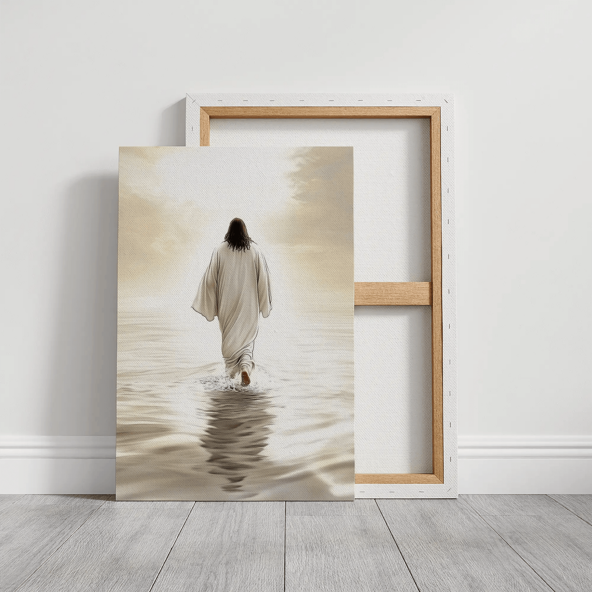 jesus walking on water canvas print, spiritual pictures for wall, christian home decor
