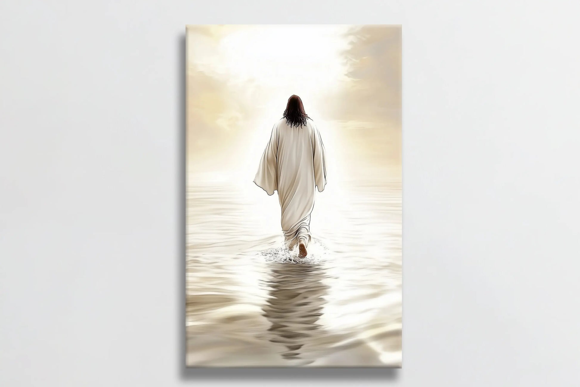 abstract christian art, jesus walking on water framed print, religious prints