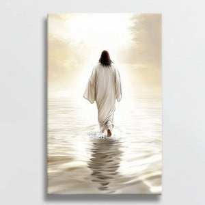 abstract christian art, jesus walking on water framed print, religious prints