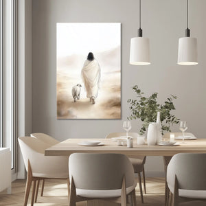 Jesus and the lost sheep artwork, framed Christian artwork, religious art print.
