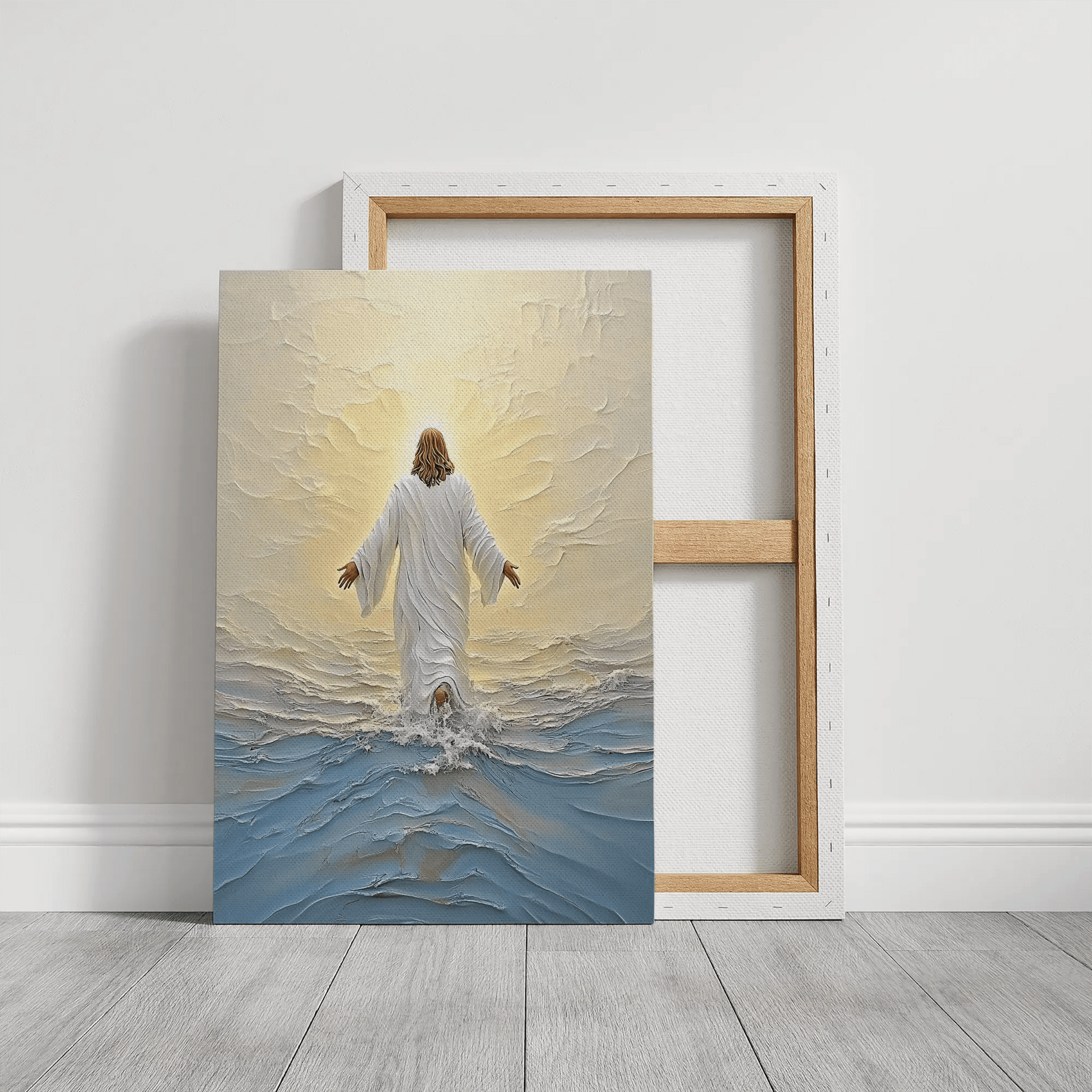 jesus walking on water framed picture, contemporary christian wall art, spiritual pictures for wall