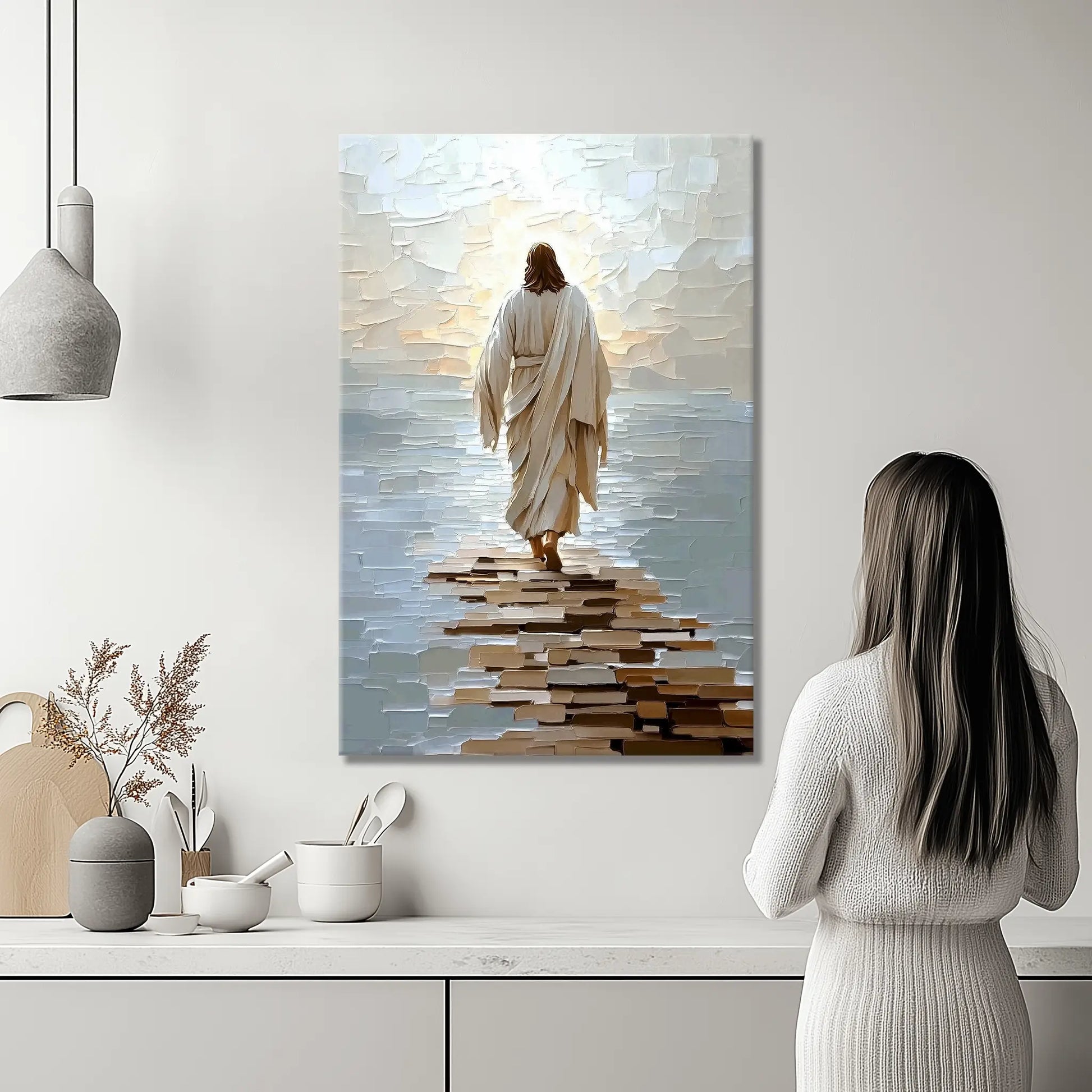 jesus canvas wall art, christian art framed, contemporary christian wall art