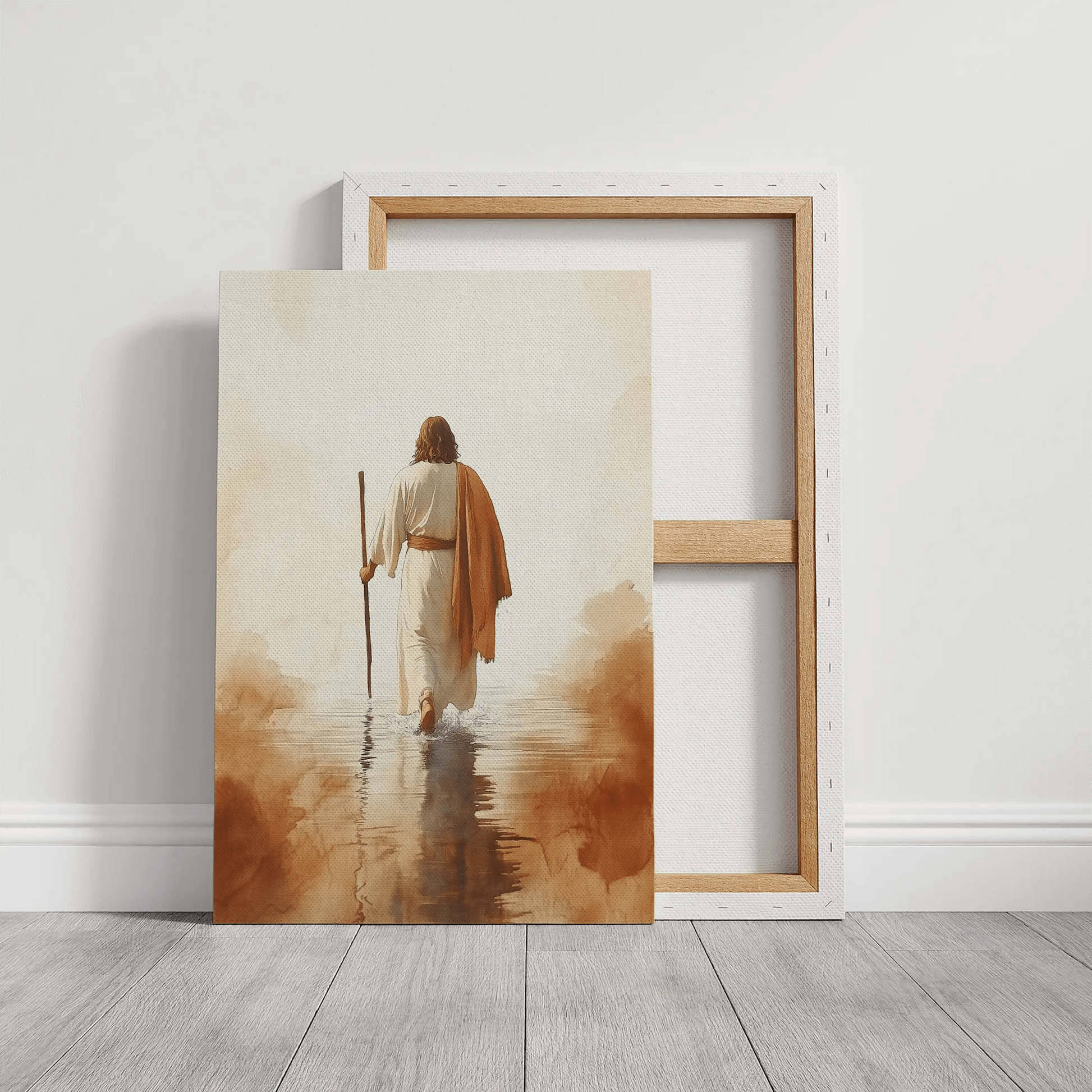 christian framed wall art, faith artwork, jesus walking on the water painting