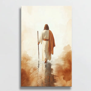 canvas painting jesus walking on water, religious artwork prints, contemporary christian wall art