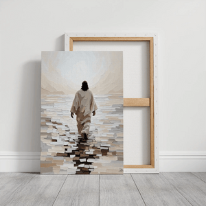christian framed artwork, painting of jesus walking on water, spiritual prints