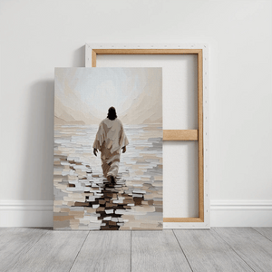 christian framed artwork, painting of jesus walking on water, spiritual prints