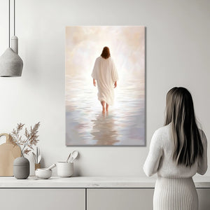 christian framed art, painting of jesus walking on water, christian inspirational wall art