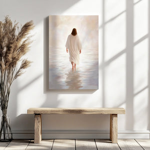 jesus walks on water framed picture, christian artwork for home, religious canvas art