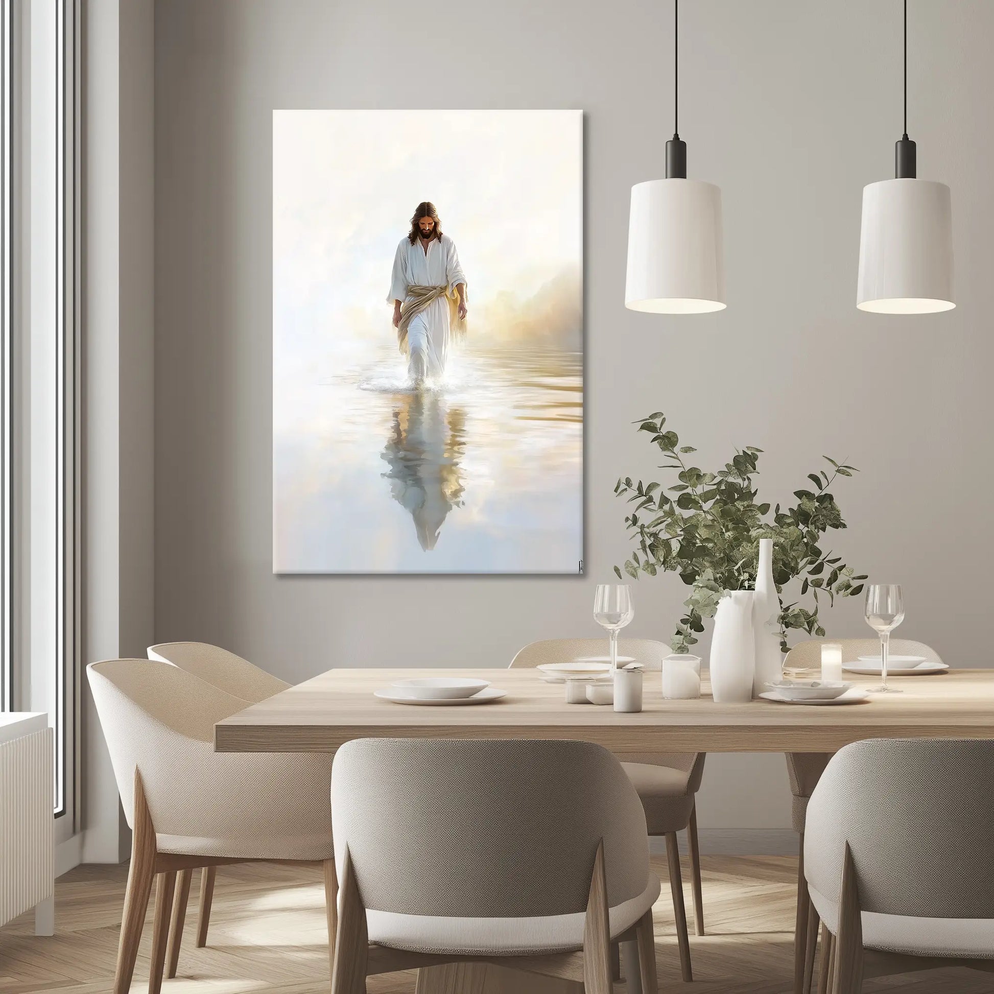 painting jesus walking on water, framed christian wall art, christian home decor wall art
