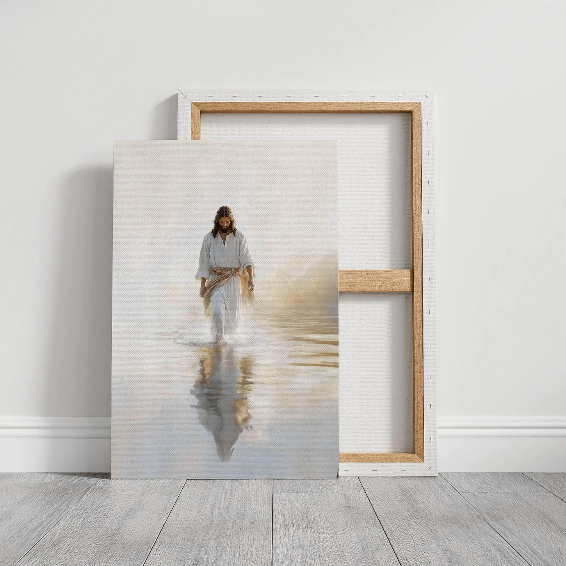 jesus walking on water canvas, christian framed artwork, religious framed art