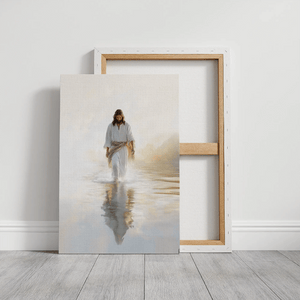 jesus walking on water canvas, christian framed artwork, religious framed art