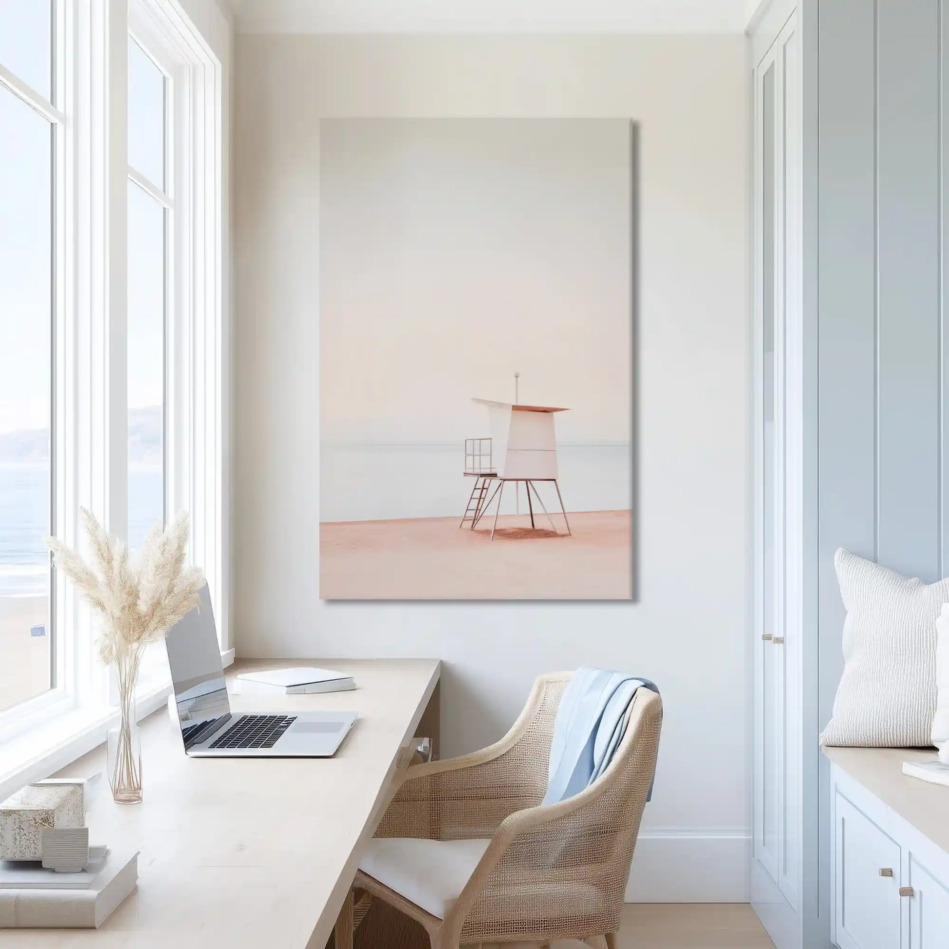 Extra large coastal tower canvas wall art showcasing minimalist seascape for modern interiors