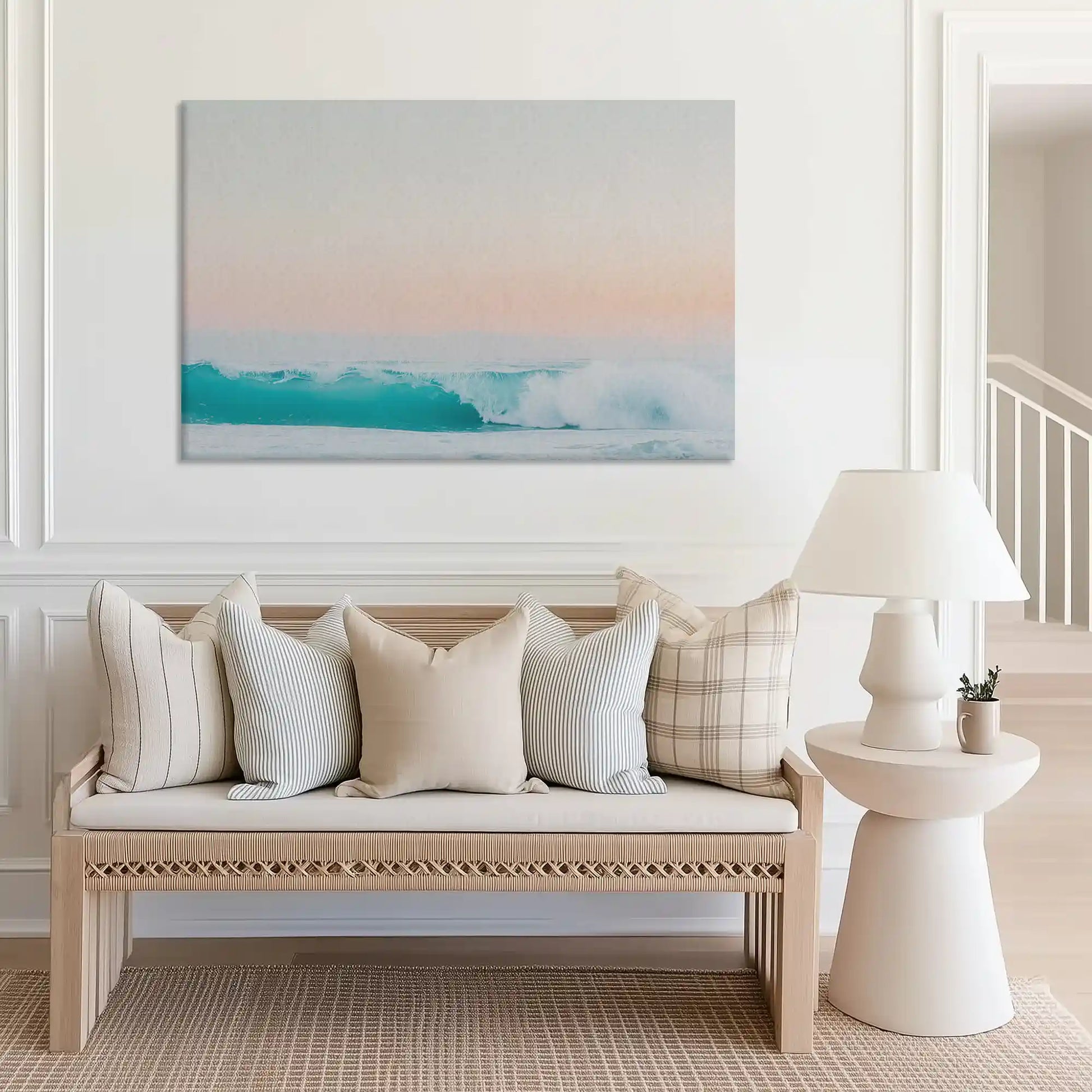 Large ocean wave canvas art perfect for bedroom above bed placement