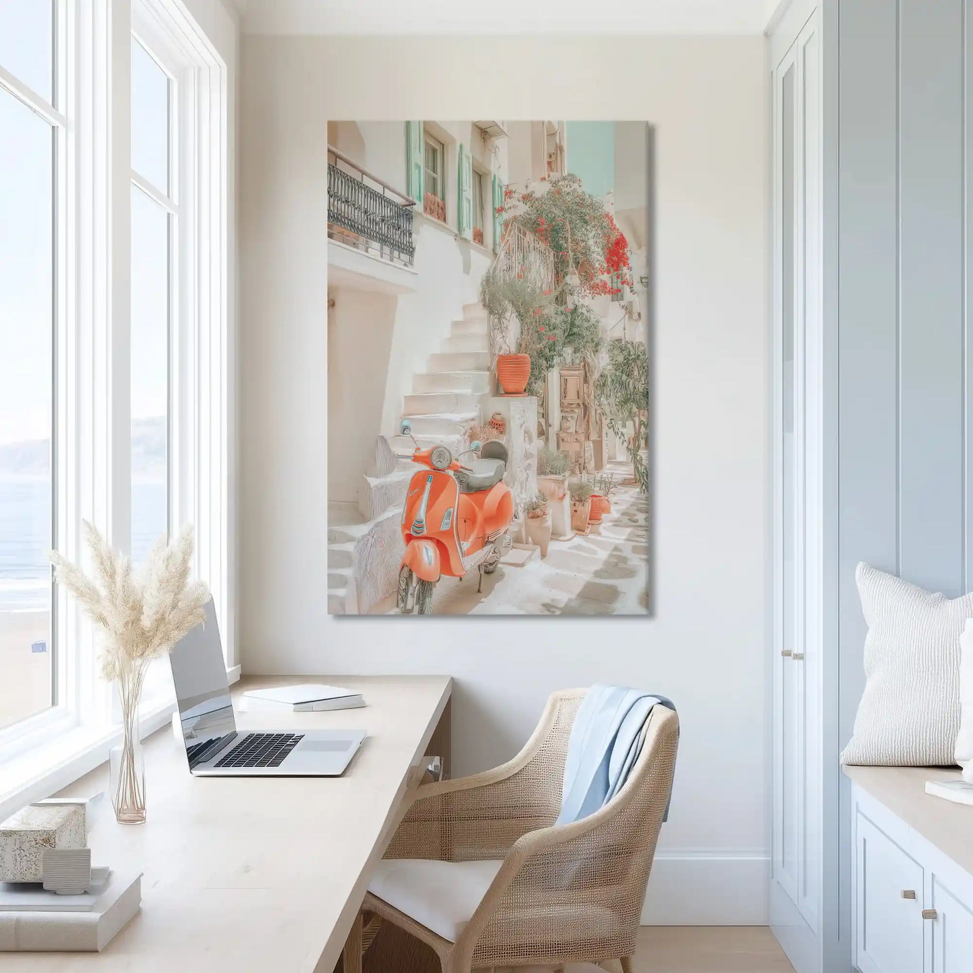 Extra large cobblestone street canvas wall art showcasing rustic character for airy interiors