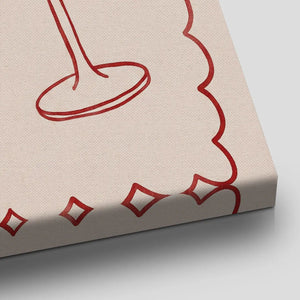 Fine art canvas featuring a lighthearted romantic design with clean lines, retro palette, and affectionate text elements.