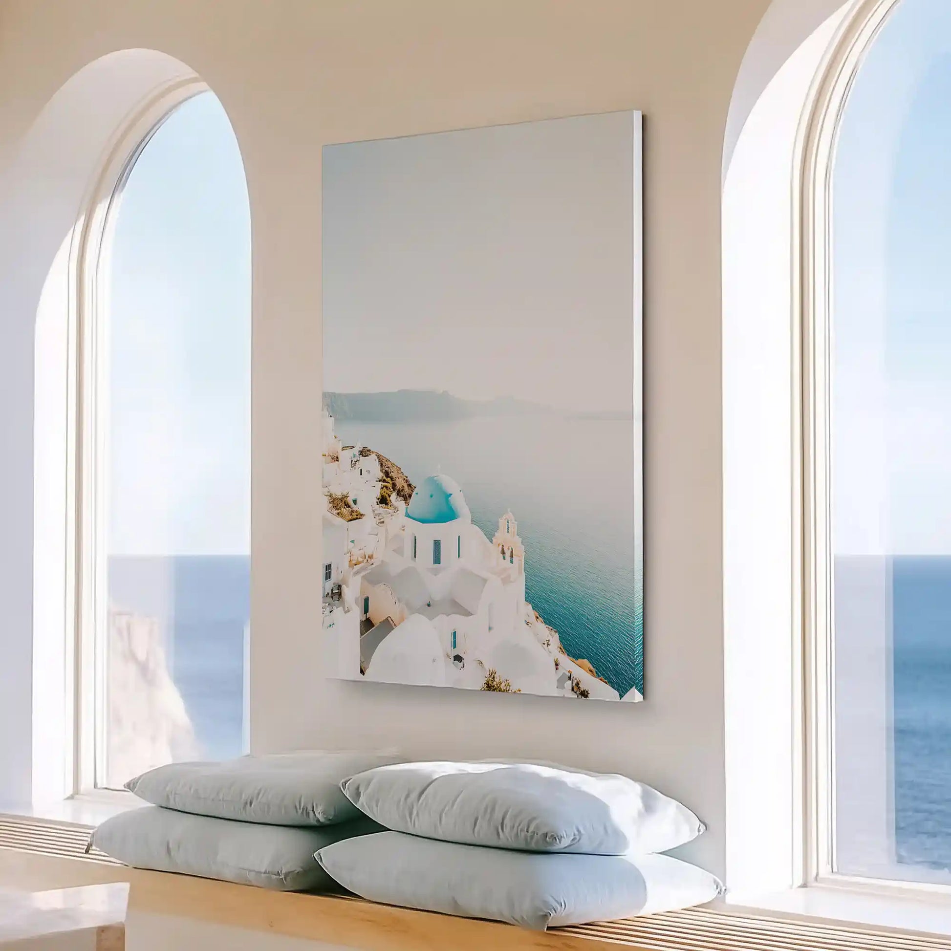 Large Mediterranean village painting perfect for above bed placement