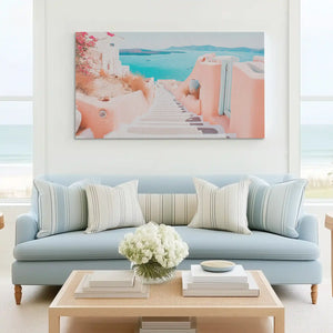Large seaside steps canvas art perfect for bedroom above bed placement