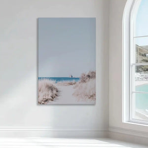 Soft pastel dune trail wall art bringing peaceful beach serenity