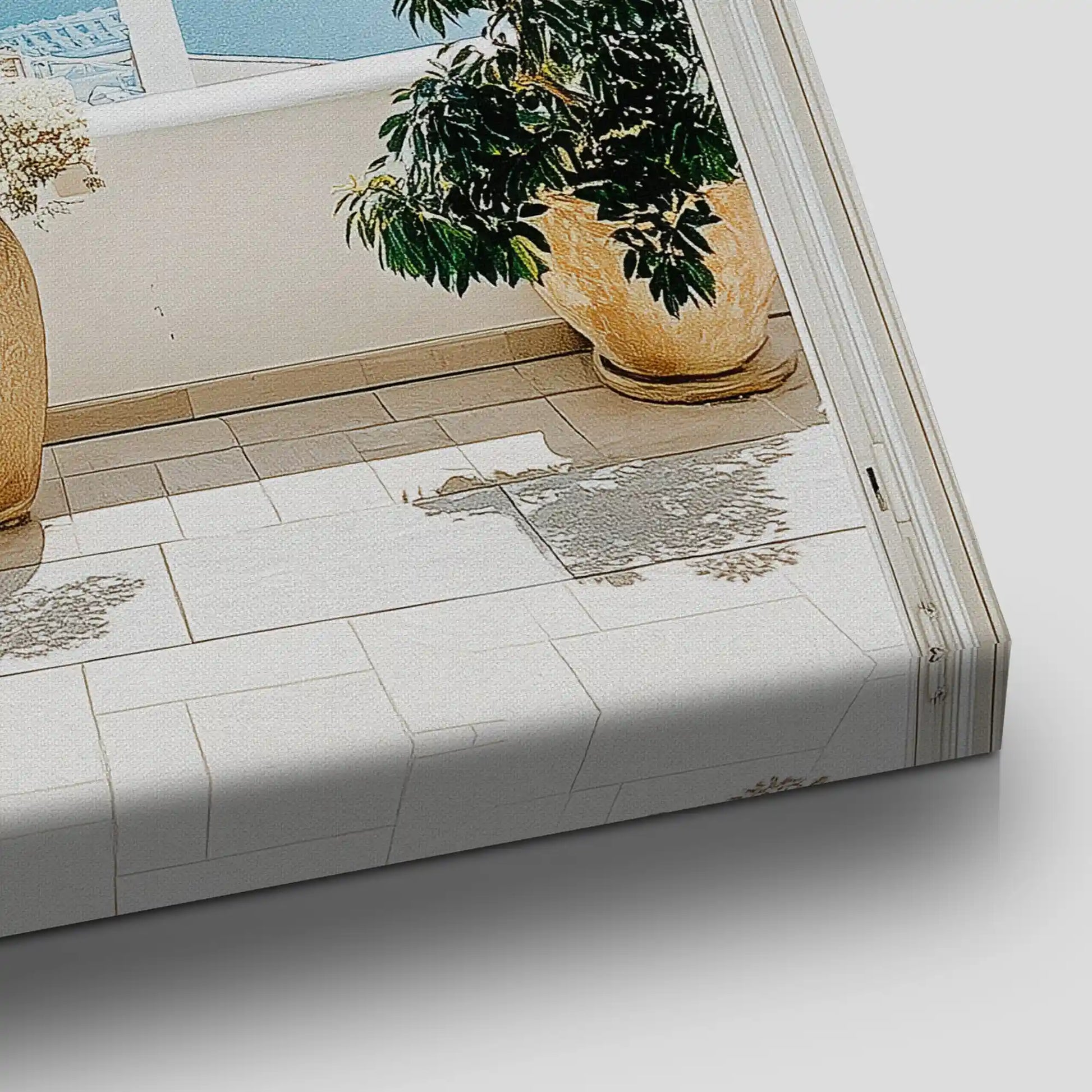 Greek Island Terrace View Canvas Wall Art
