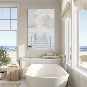 Serene pier canvas art enhancing nautical style home wall decor