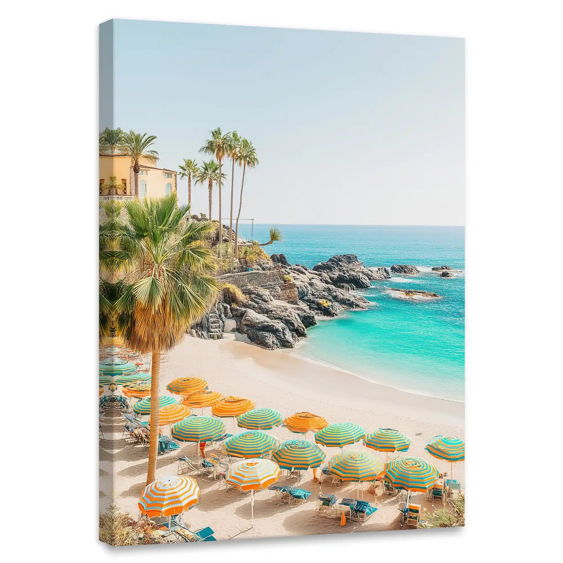 Vibrant coastal beach canvas wall art for modern living room interiors