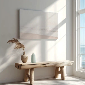 Shoreline horizon painting captured in canvas art with modern minimalist style