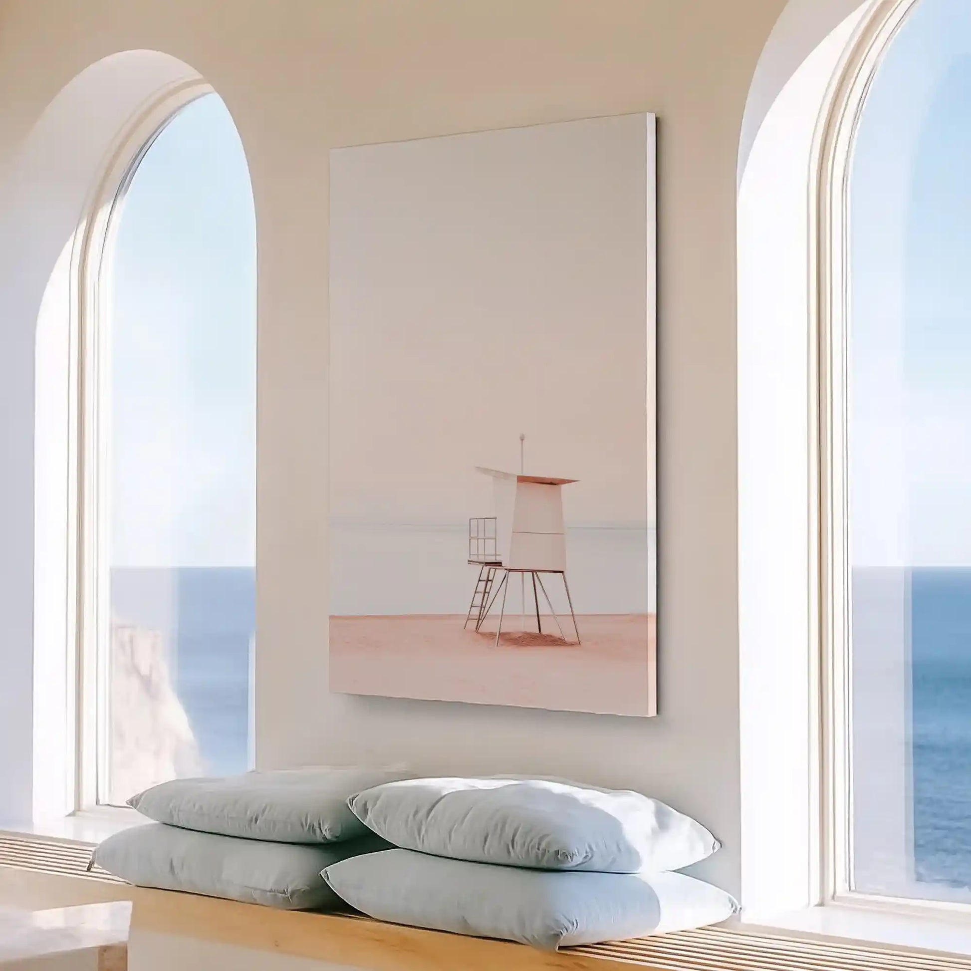 Large vertical lifeguard stand painting perfect for enhancing modern living room walls