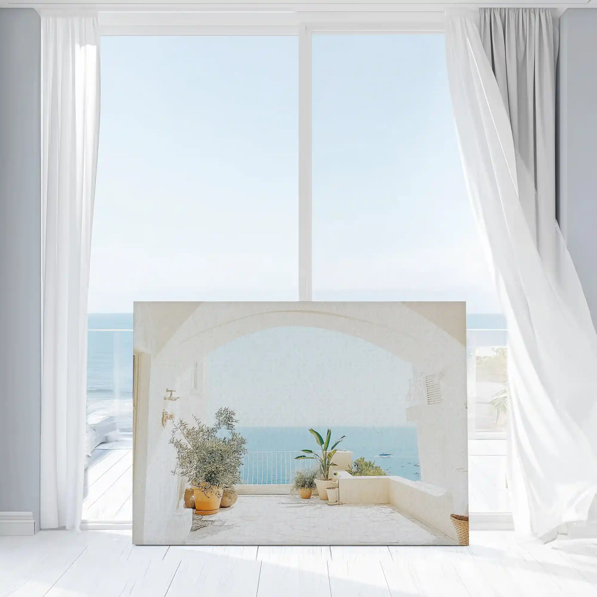 Neutral coastal wall decor bringing airy and calming seaside mood to interiors