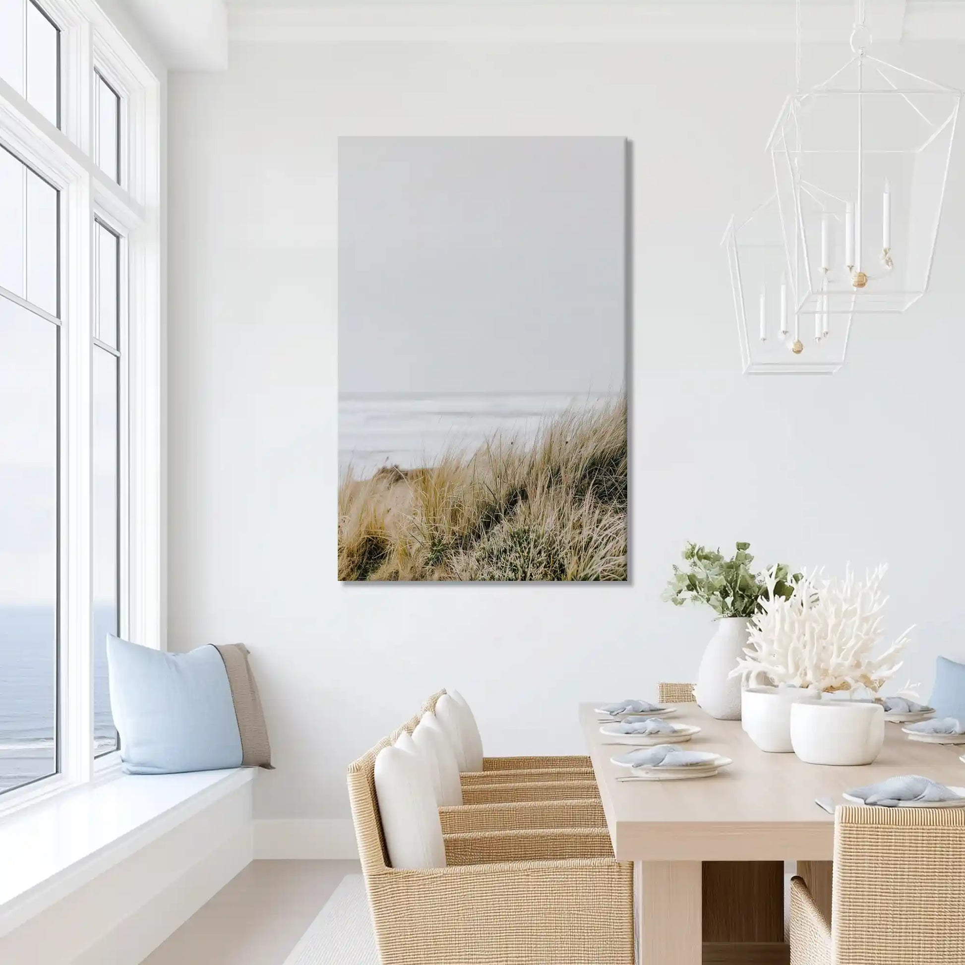 Oversized dune grass canvas wall art for bathroom retreat spaces