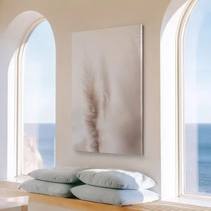 Large vertical pampas grass painting perfect for enhancing contemporary living room walls