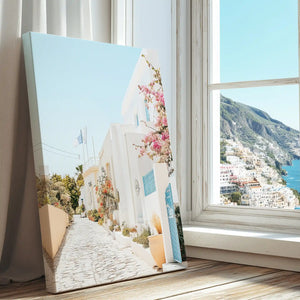 Bougainvillea street captured in a canvas print with modern minimalist style