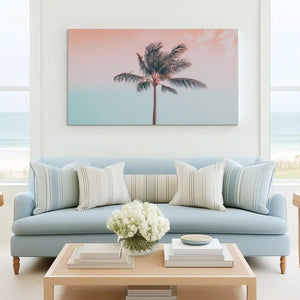 Tranquil tropical canvas wall art complementing coastal-inspired contemporary décor