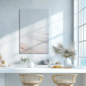 Pastel shoreline canvas print adding serene coastal calm to modern wall decor