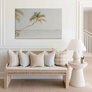 Large sandy shore canvas print perfect for above sofa placement in airy spaces