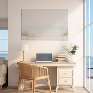 Coastal wall decor canvas print with serene horizon and minimalist beach atmosphere