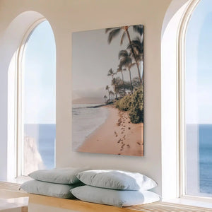 Large vertical palm beach painting perfect for enhancing modern living room wall spaces