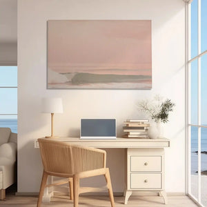 Oversized sunset ocean canvas print styled as modern wall decor for homes