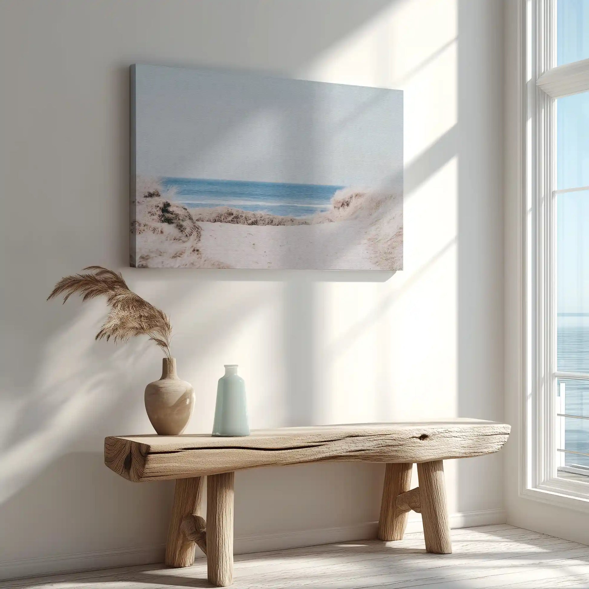 Seaside dune path painting captured in canvas art with natural coastal style