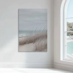 Soft beige coastal grass wall art bringing calm seaside serenity