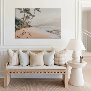 Tranquil tropical canvas wall art complementing coastal-inspired interiors