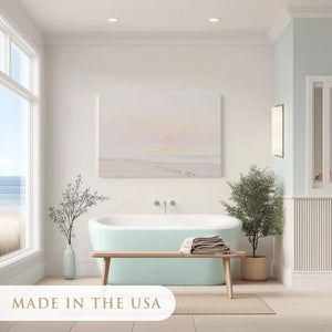 Peaceful shoreline painting adding coastal charm to contemporary interiors